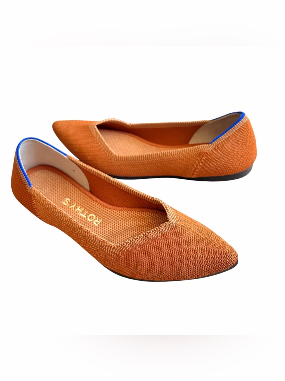 Rothy's The Point Ballet Marigold Pointed Toe Slip On Flats Shoes Amber size 5